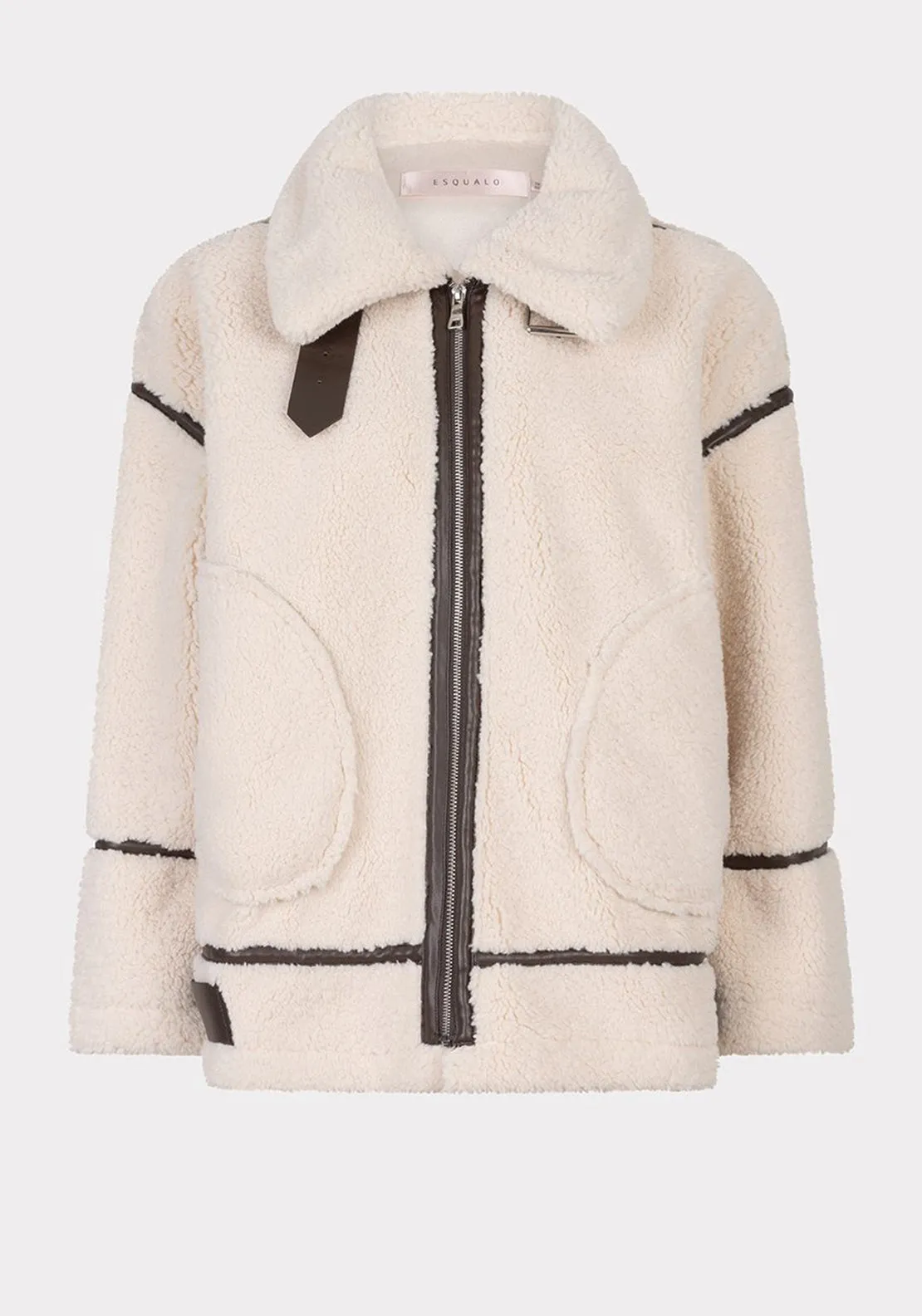 EsQualo Faux Fur Aviator Jacket, Cream