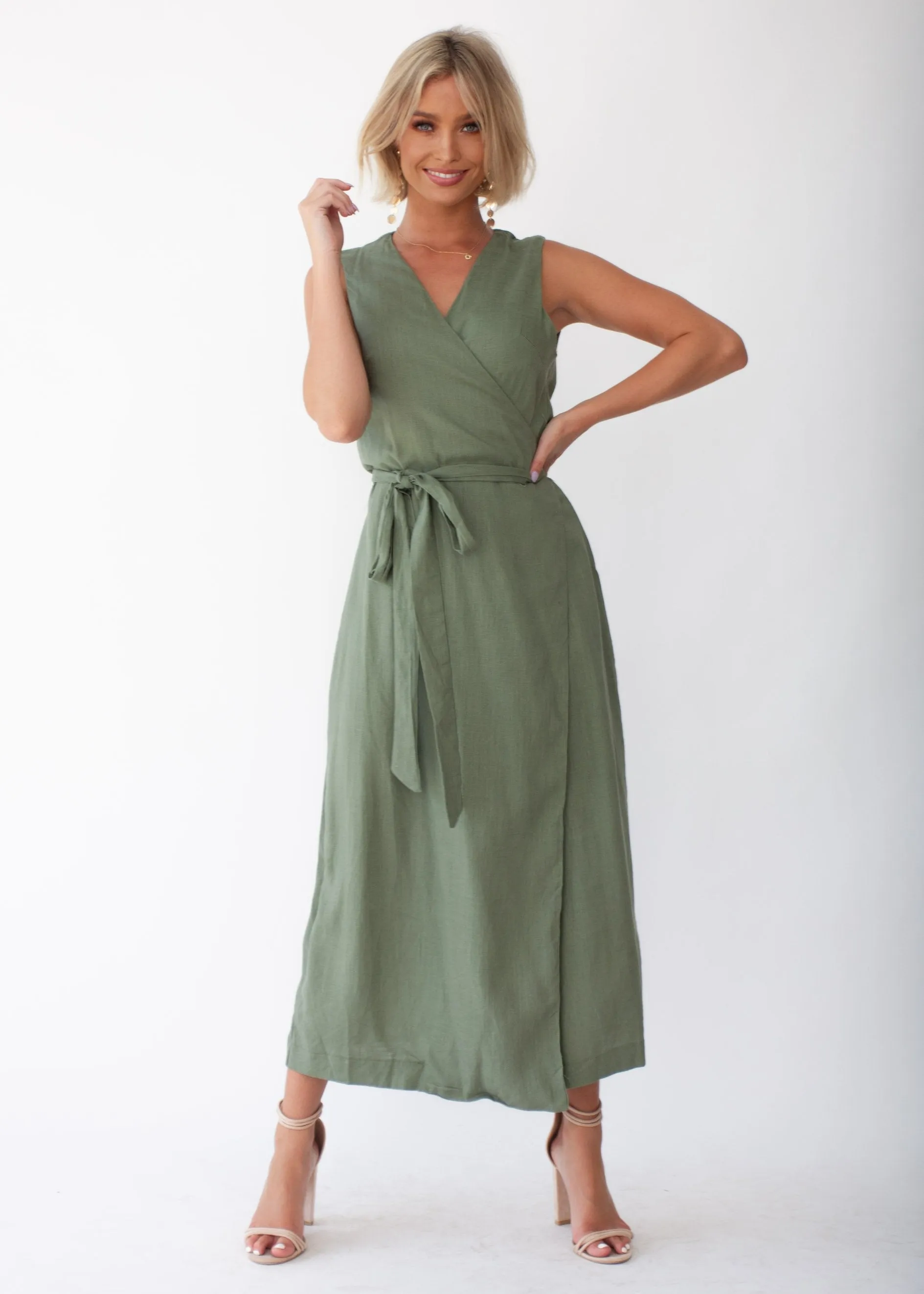 First Priority Wrap Maxi Dress - Khaki