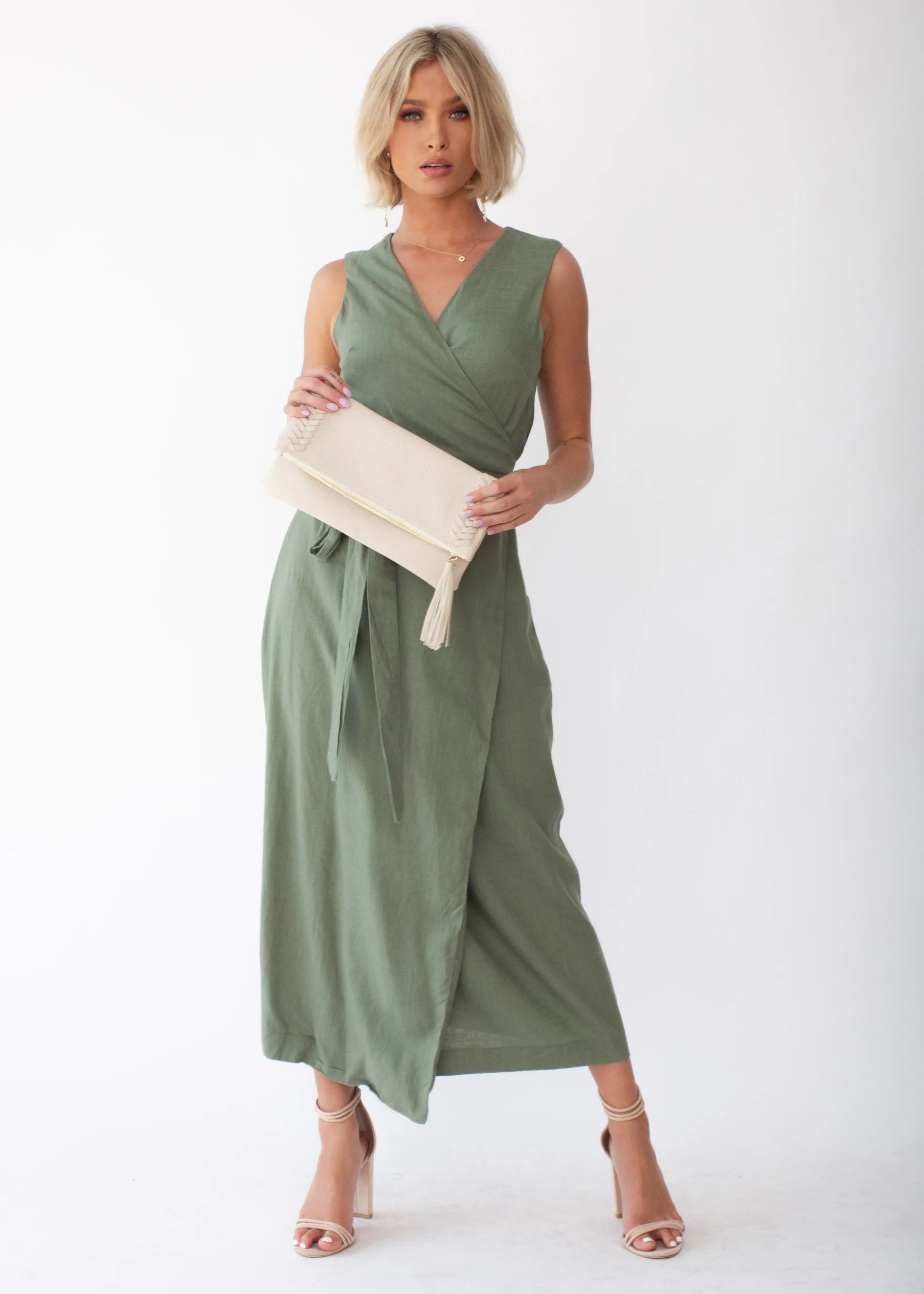 First Priority Wrap Maxi Dress - Khaki