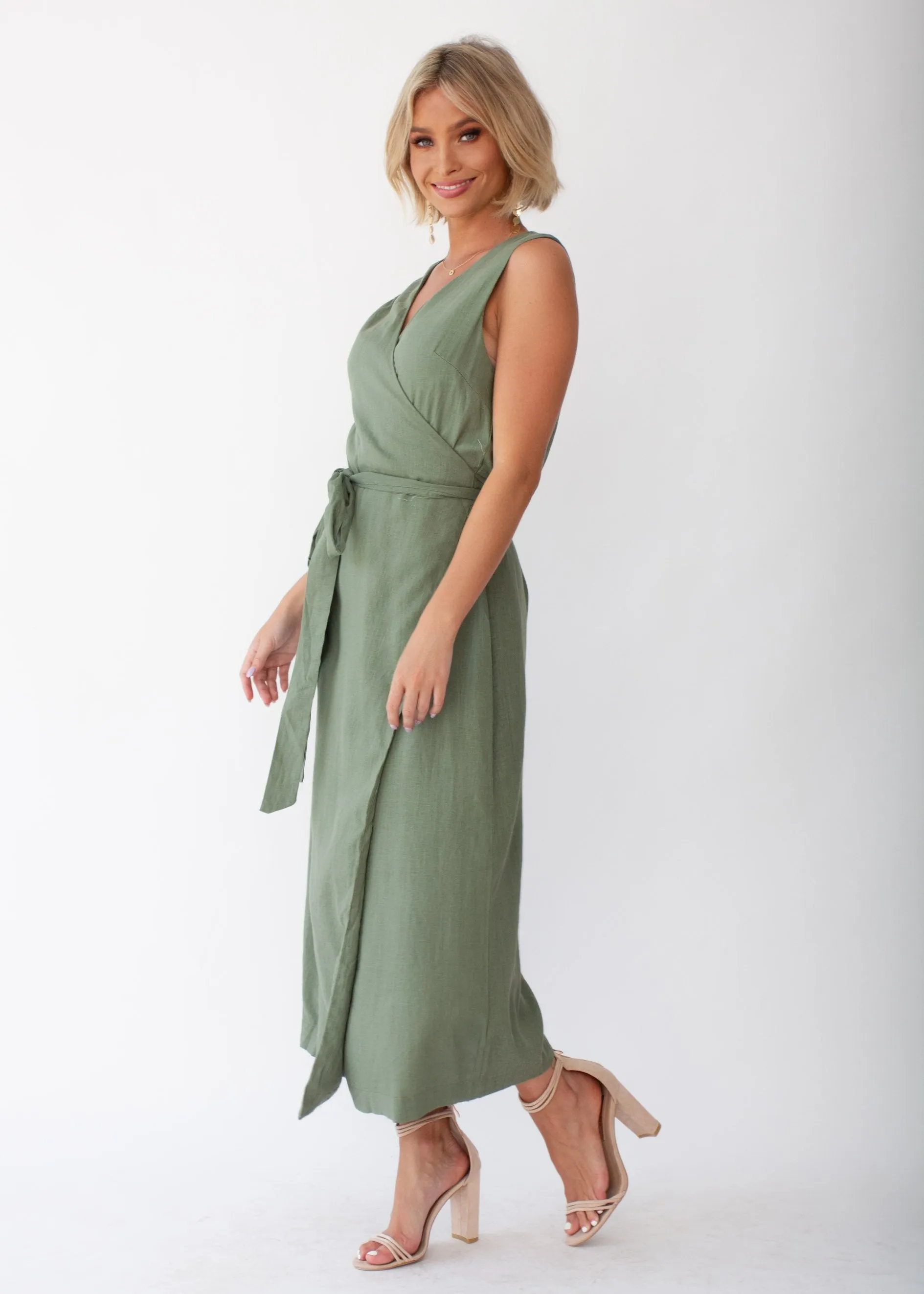 First Priority Wrap Maxi Dress - Khaki