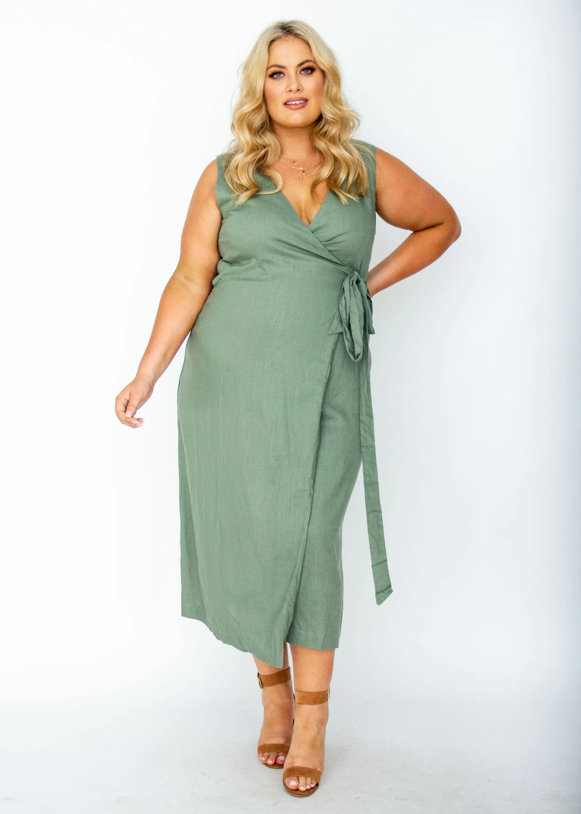 First Priority Wrap Maxi Dress - Khaki