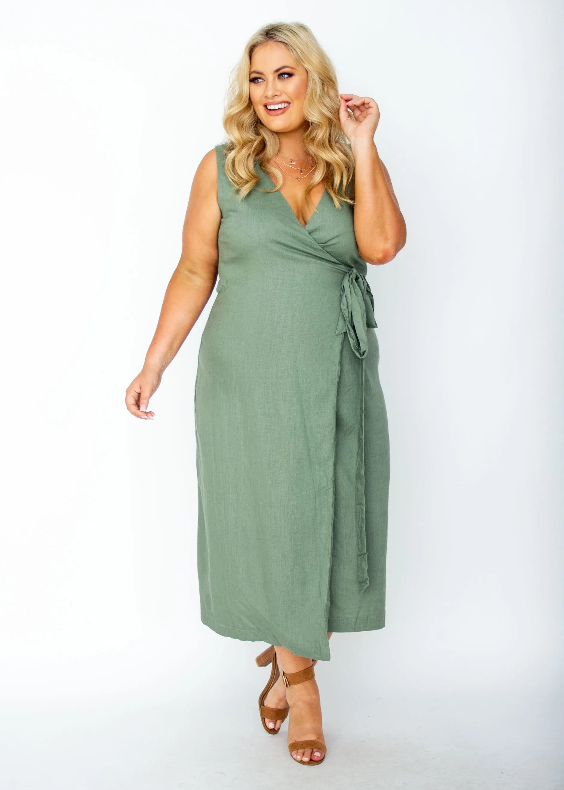 First Priority Wrap Maxi Dress - Khaki