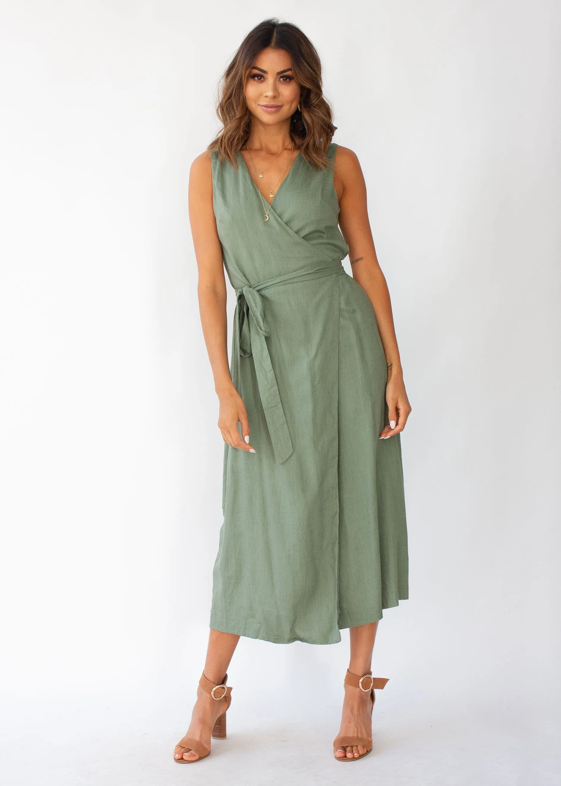 First Priority Wrap Maxi Dress - Khaki