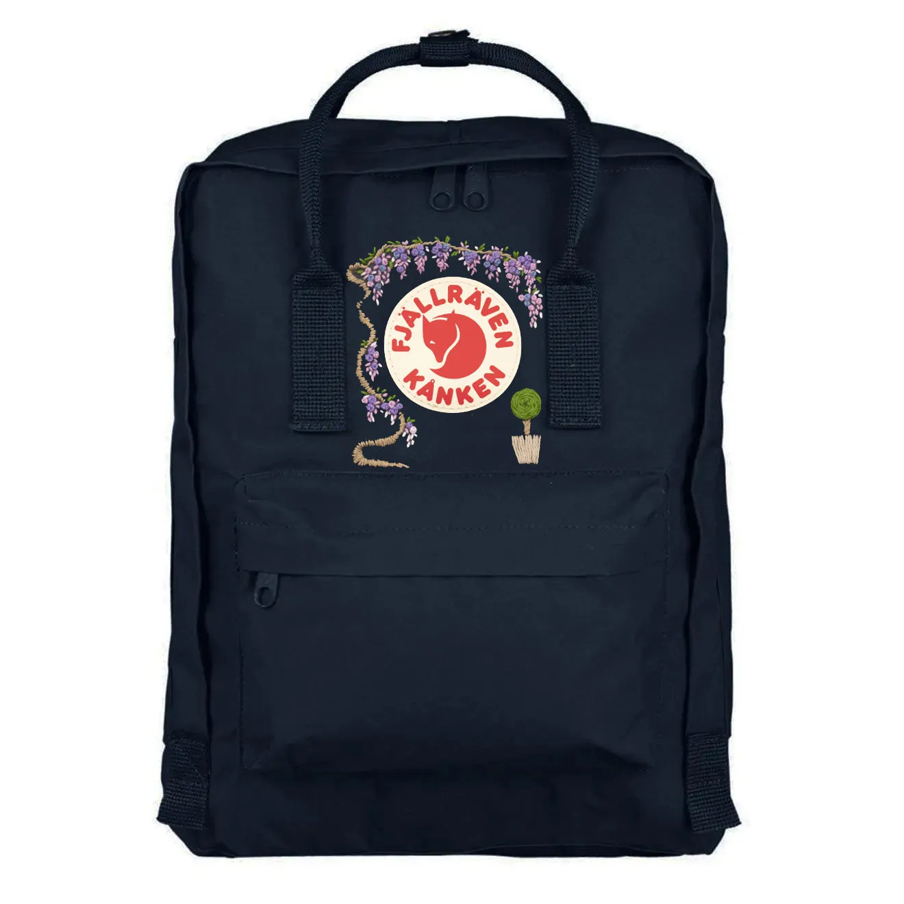 Fjallraven Kanken Classic Embroidered Backpack Navy Wisteria