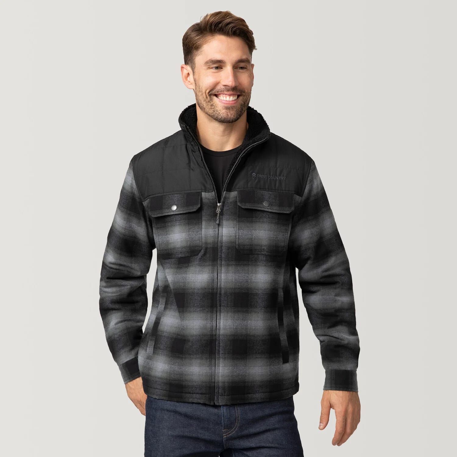 Free Country Men's Woodsman Work Jacket in Dusty Vine Plaid