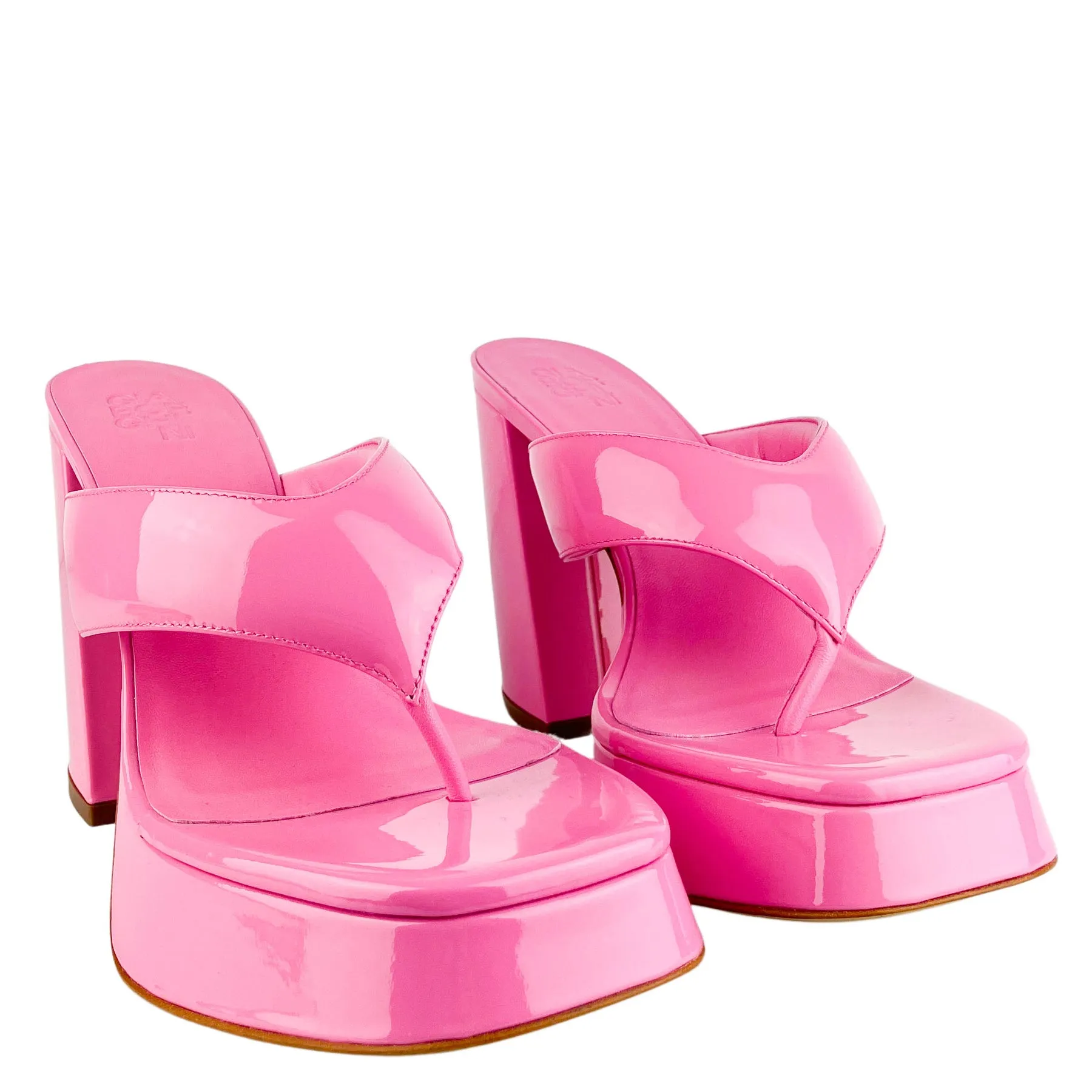 Gia Borghini Gia Sandals in Pink Patent Leather