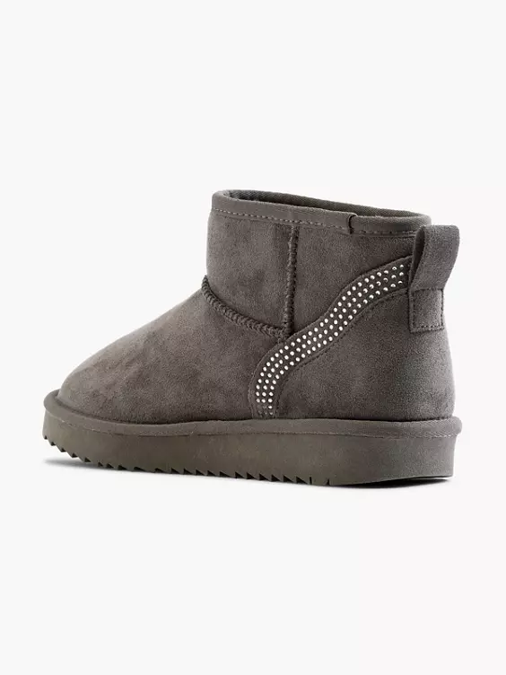 Graceland  Grey Ankle Mini Boot with Diamante Detail