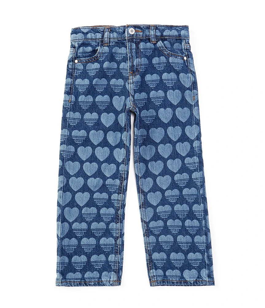 Guess Little Girls 2T-7 Laser-Heart-Printed Five-Pocket Jeans