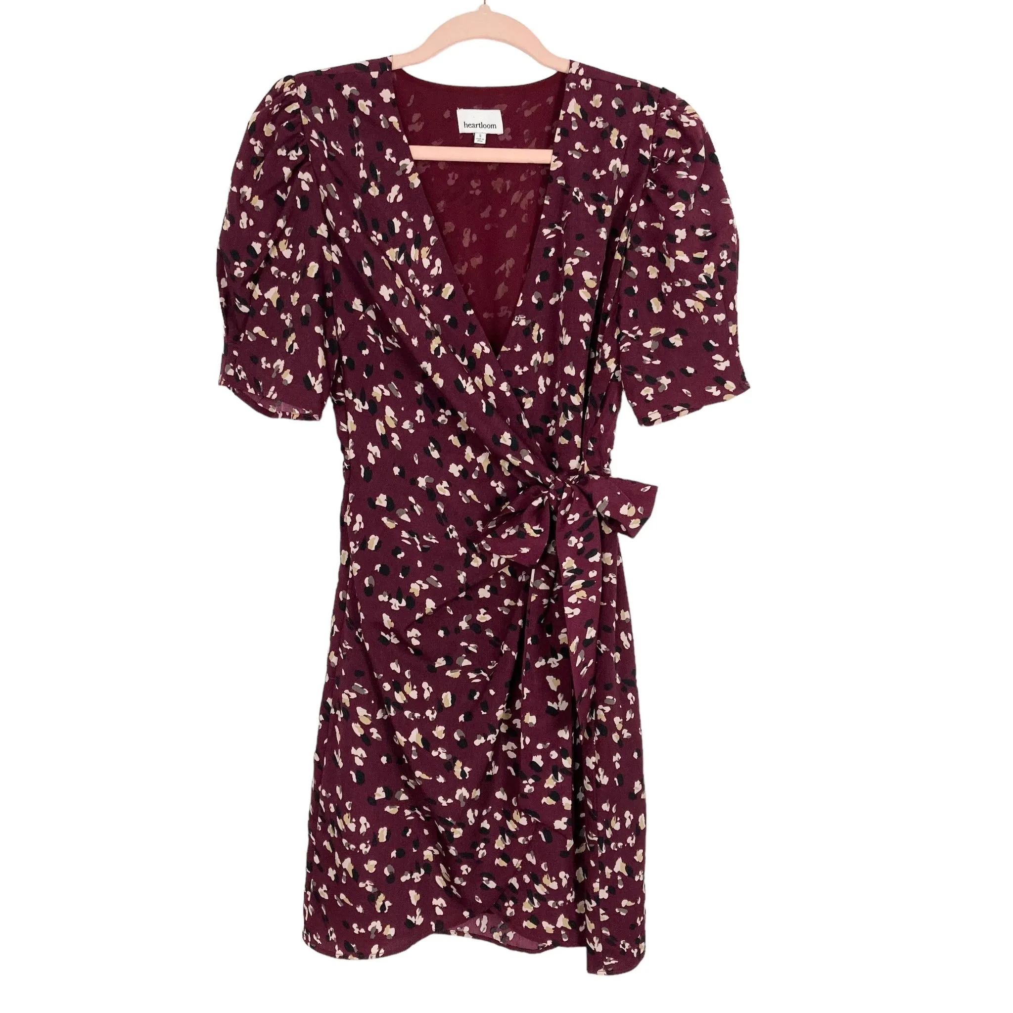 Heartloom Wine Patterned Wrap Dress- Size S