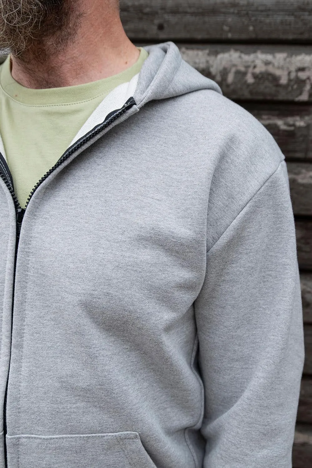 Heavy Zipper Hoodie / Grey Marl