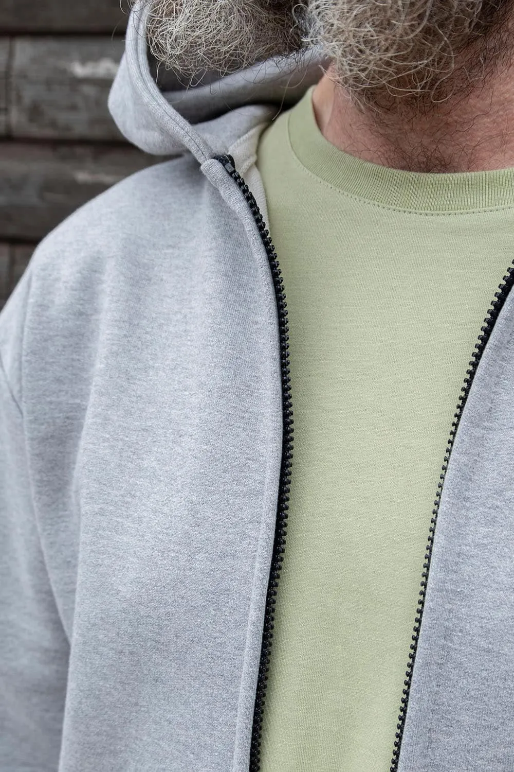 Heavy Zipper Hoodie / Grey Marl