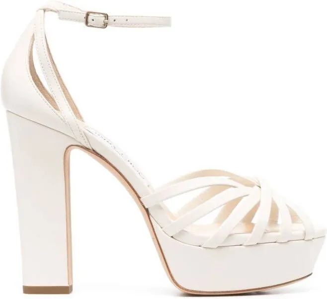 Jimmy Choo 125mm leather platform sandals White