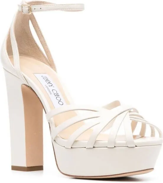 Jimmy Choo 125mm leather platform sandals White