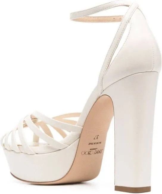 Jimmy Choo 125mm leather platform sandals White