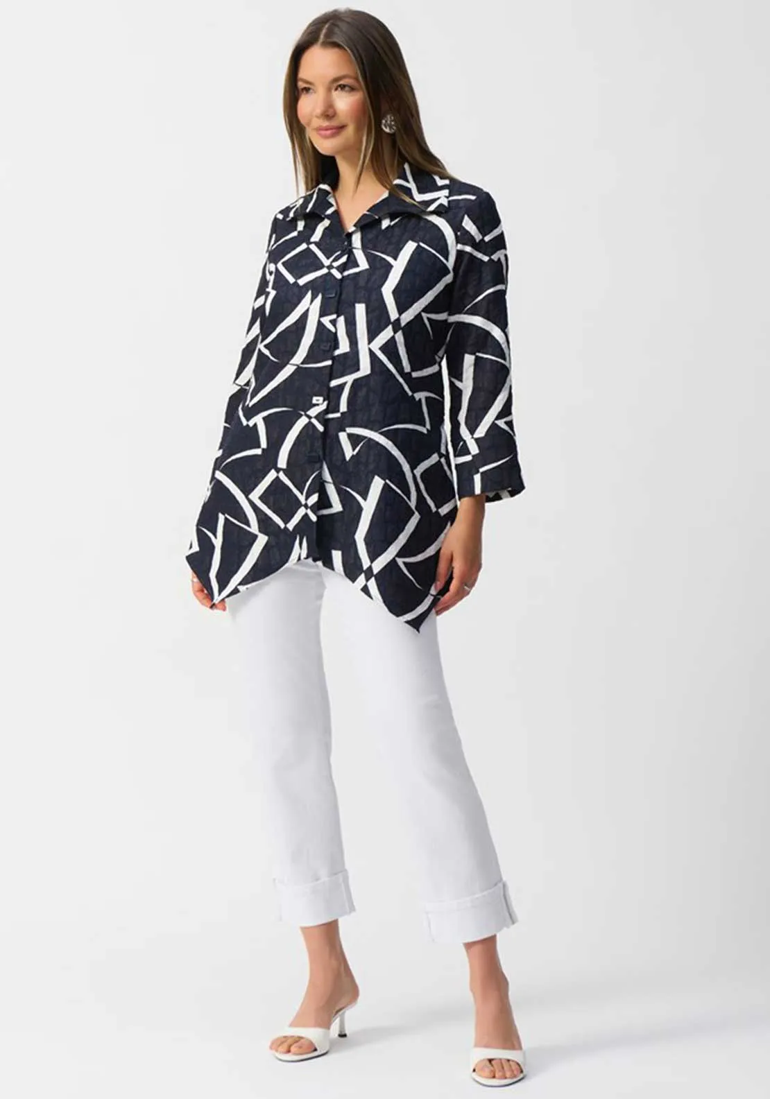 Joseph Ribkoff Abstract Print Lightweight Jacket, Navy