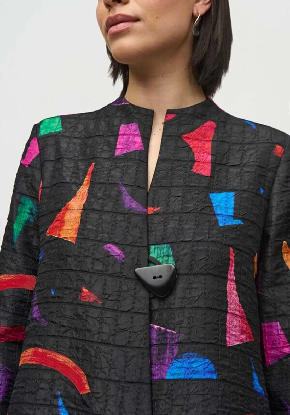 Joseph Ribkoff Abstract Print Trapeze Jacket, Black