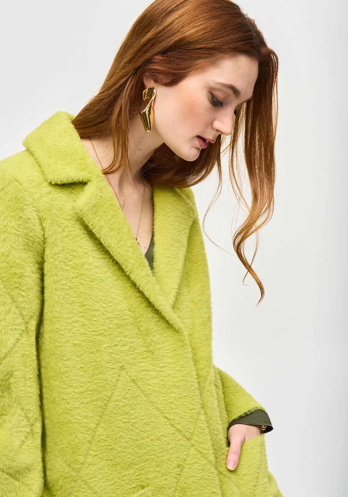 Joseph Ribkoff Faux Fur Jacket, Wasabi Green