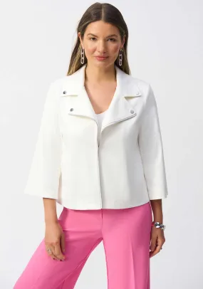 Joseph Ribkoff Faux Suede Biker Jacket, White