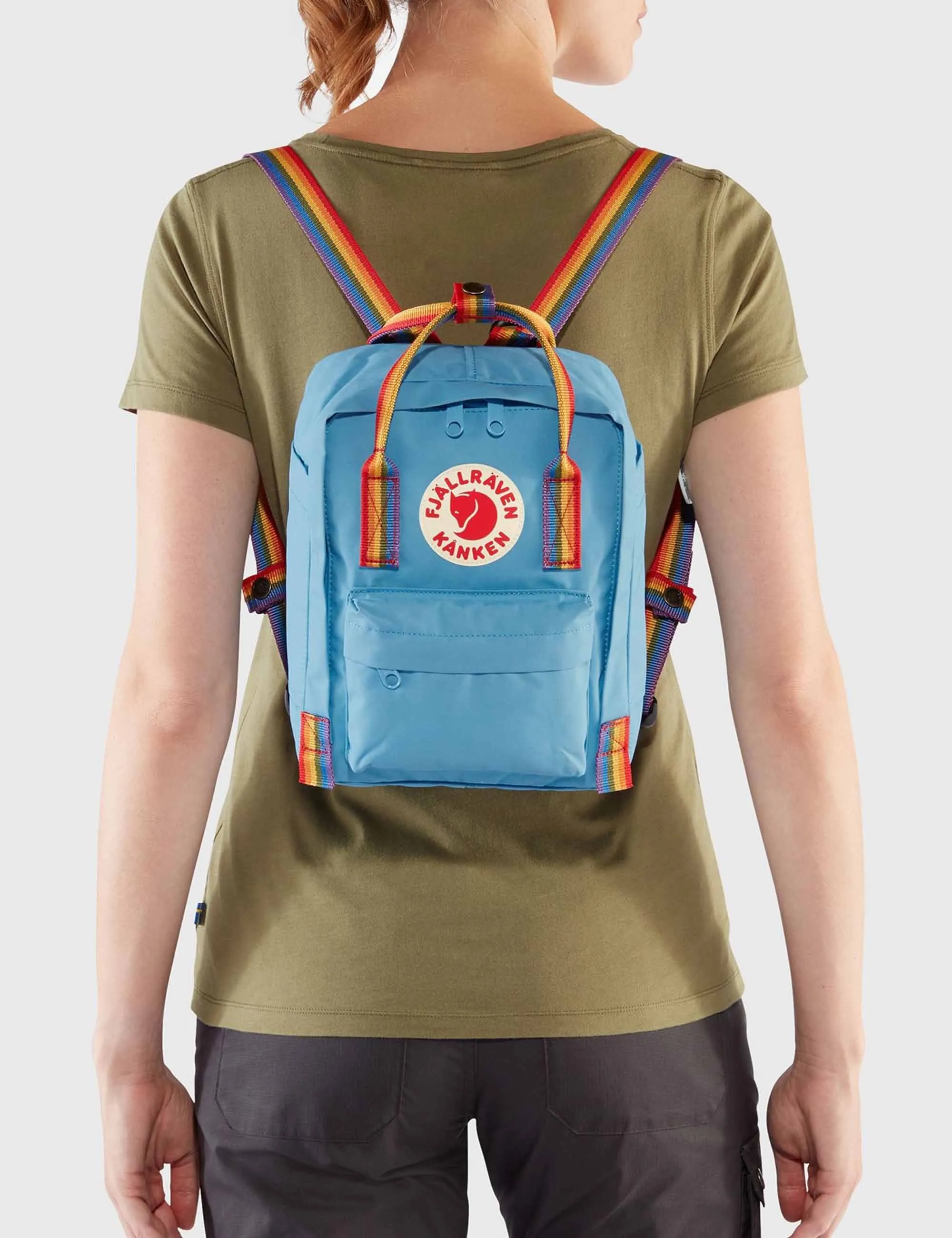 Kanken Mini Rainbow Backpack - Air Blue-Rainbow Pattern