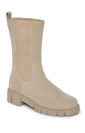 Ladies Marco Tozzi Nubuck Tall Chelsea Boot