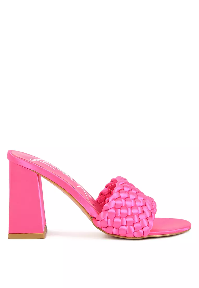 London Rag Pink Braided Satin Block Sandals