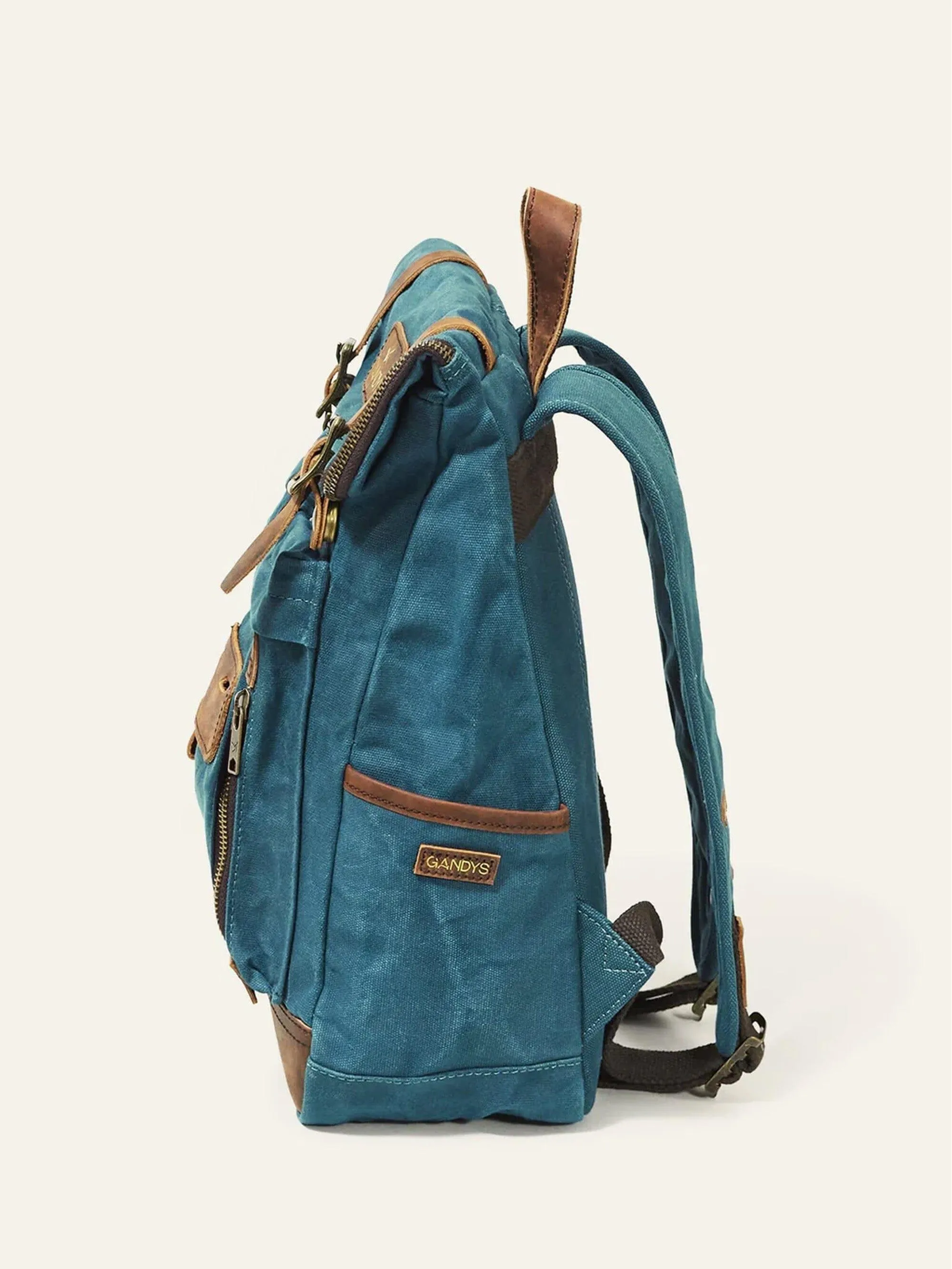 Luggage | Teal Waxed Cotton Mini Bali Backpack | Gandys