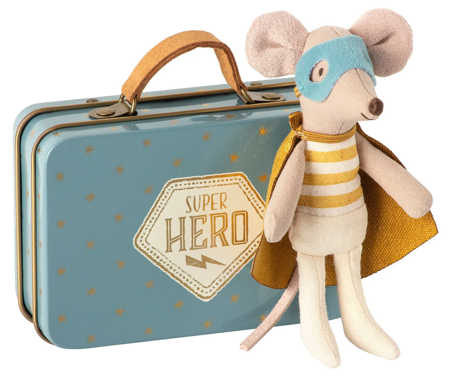 Maileg Little Brother Superhero Mouse in Suitcase