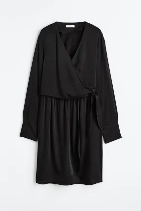 MAMA Nursing wrap dress - Long sleeve - Short - Black - Ladies | H&M GB