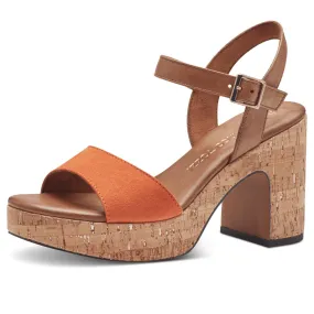 Marco Tozzi 28008 Orange Cork Heeled Sandals