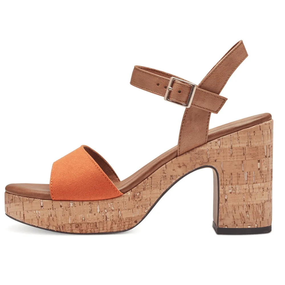 Marco Tozzi 28008 Orange Cork Heeled Sandals