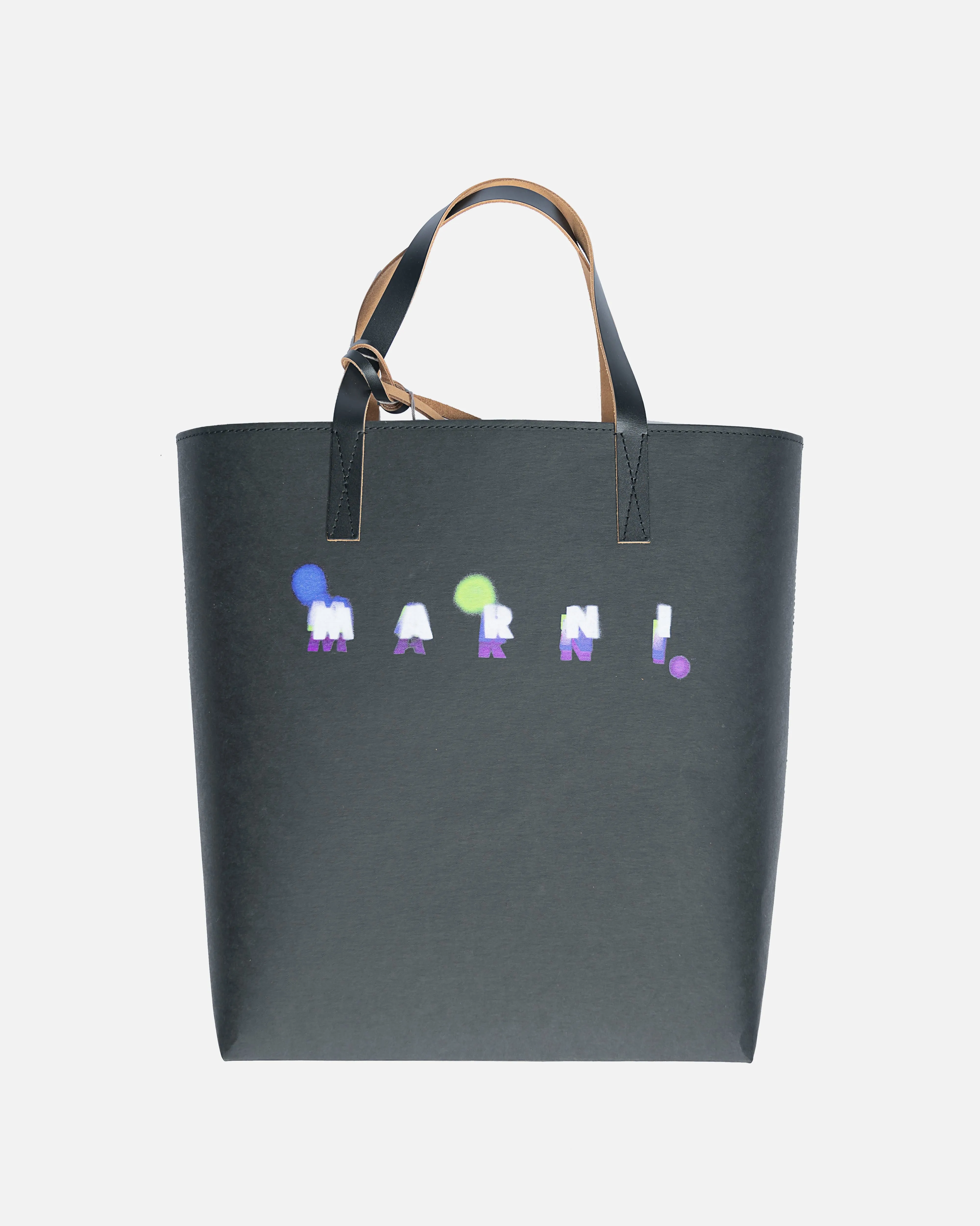 Marni Paint Logo Paper Tote in Black