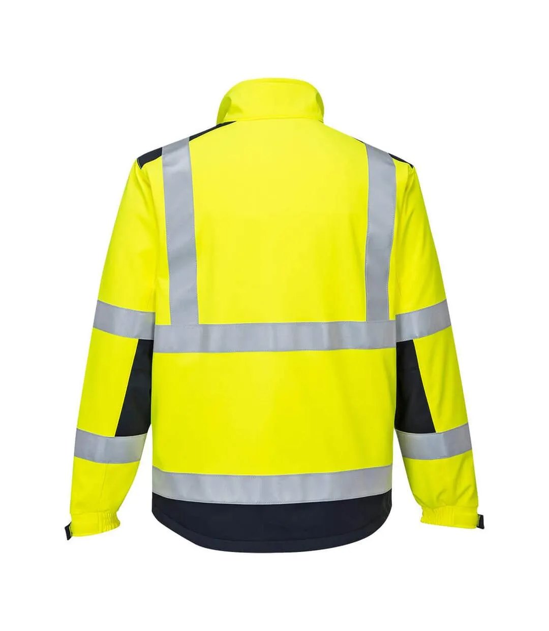 Mens hi-vis modaflame multi-norm soft shell jacket yellow/navy Portwest