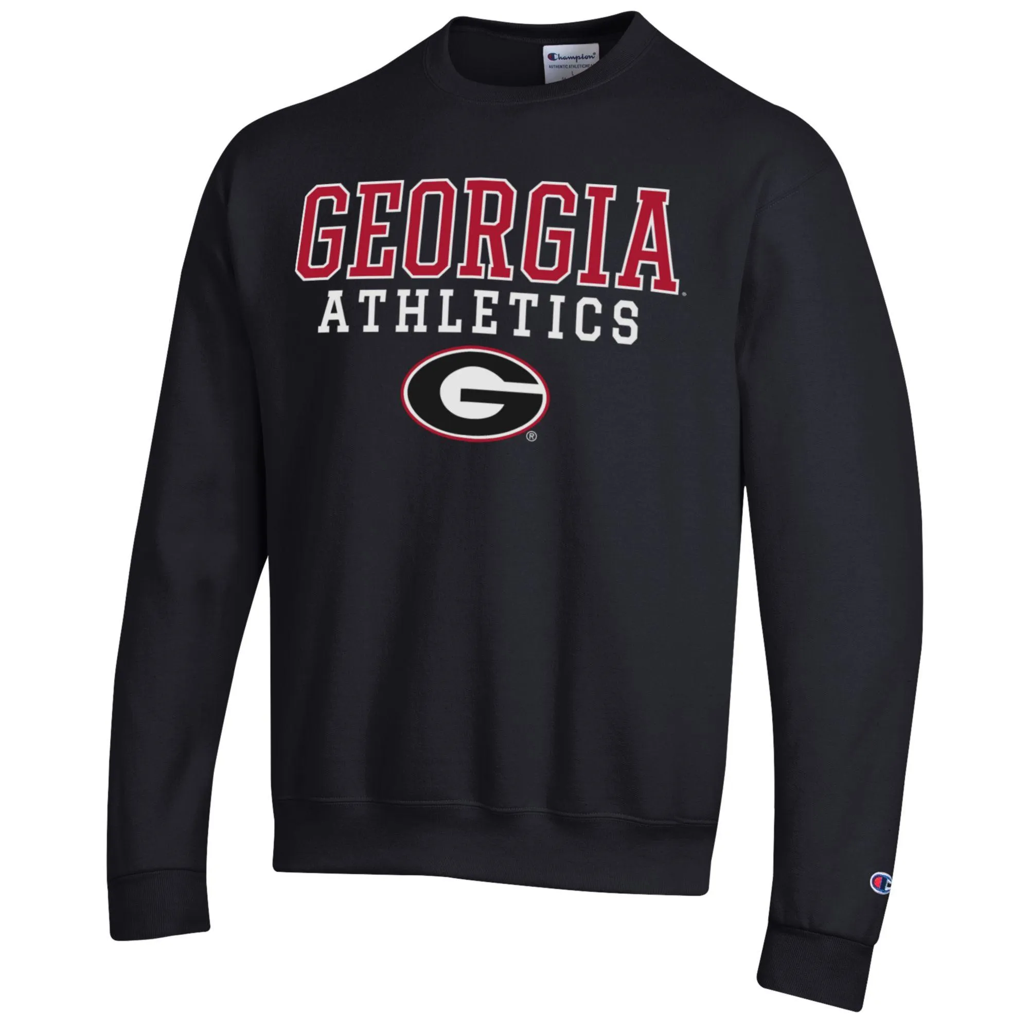 Men's Champion  Black Georgia Bulldogs Athletics Logo Stack Pullover Sweatshirt