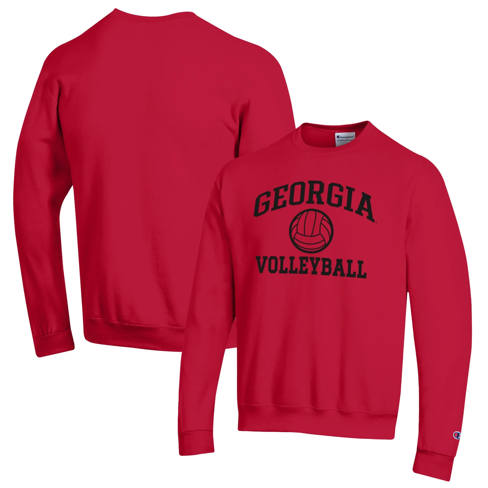 Men's Champion Red Georgia Bulldogs Volleyball Icon Powerblend Pullover Sweatshirt