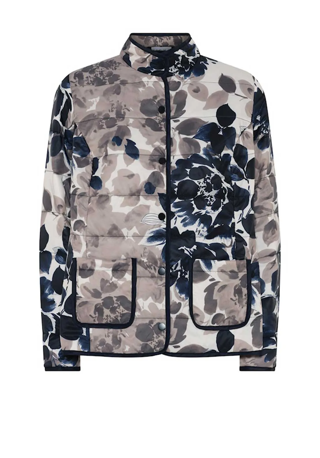 Micha Floral Padded Jacket, Beige and Navy