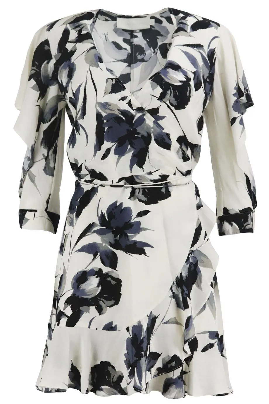 MICHELLE MASON FLORAL PRINT SILK WRAP MINI DRESS US 8 UK 12