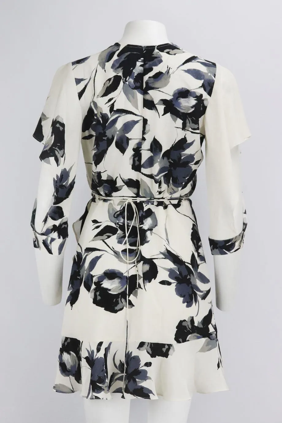 MICHELLE MASON FLORAL PRINT SILK WRAP MINI DRESS US 8 UK 12