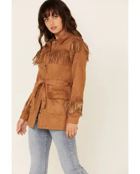 MINKPINK Women's Tan We Are Free Fringe Jacket