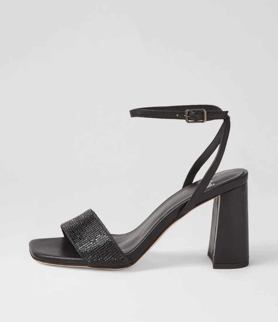 MOLLINI Maltar Black Jewels Leather Sandals