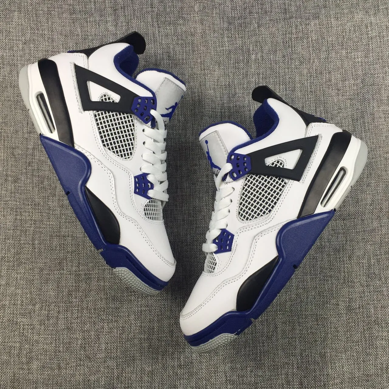 Nike Air Jordan 4 Retro Motosports White Black Blue Basketball Men