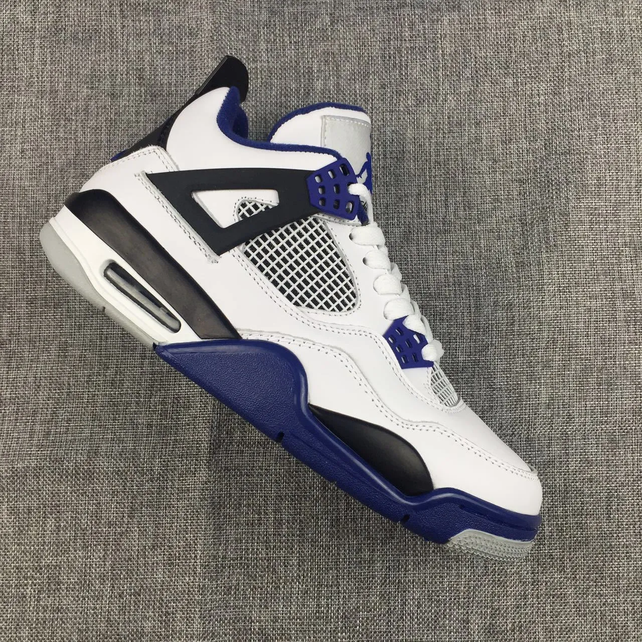 Nike Air Jordan 4 Retro Motosports White Black Blue Basketball Men