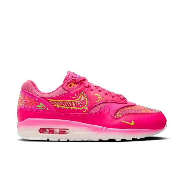 NIKE AIR MAX 1 PRM, HYPER PINK/SAIL-OPTI YELLOW-GREEN STRIKE