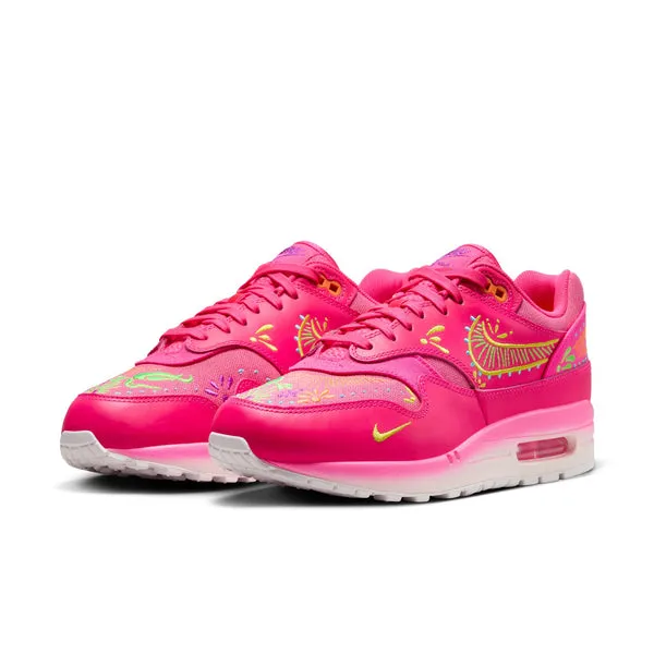 NIKE AIR MAX 1 PRM, HYPER PINK/SAIL-OPTI YELLOW-GREEN STRIKE