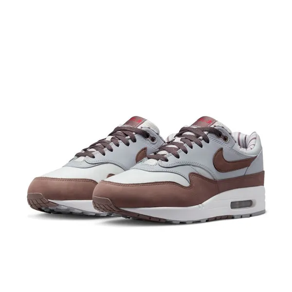 NIKE AIR MAX 1 PRM, SUMMIT WHITE/PLUM ECLIPSE-WOLF GREY