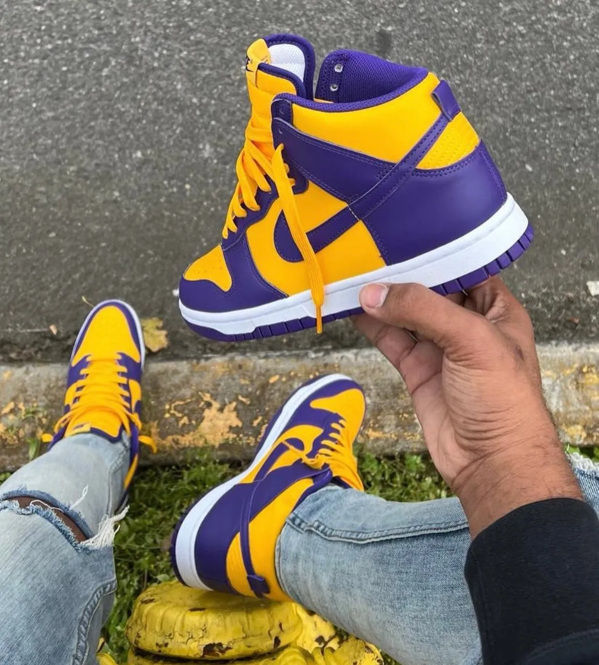 NIKE DUNK HIGH PURPLE GOLD WHITE