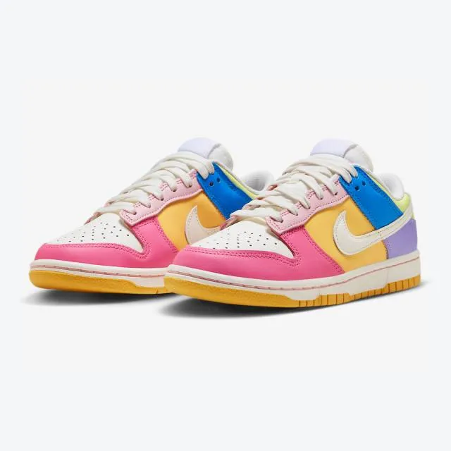 Nike women's dunk low (multi-color/ sail/ sail/ solar flare/ sail/ gum brown) sizes 6-10 fd9923-111