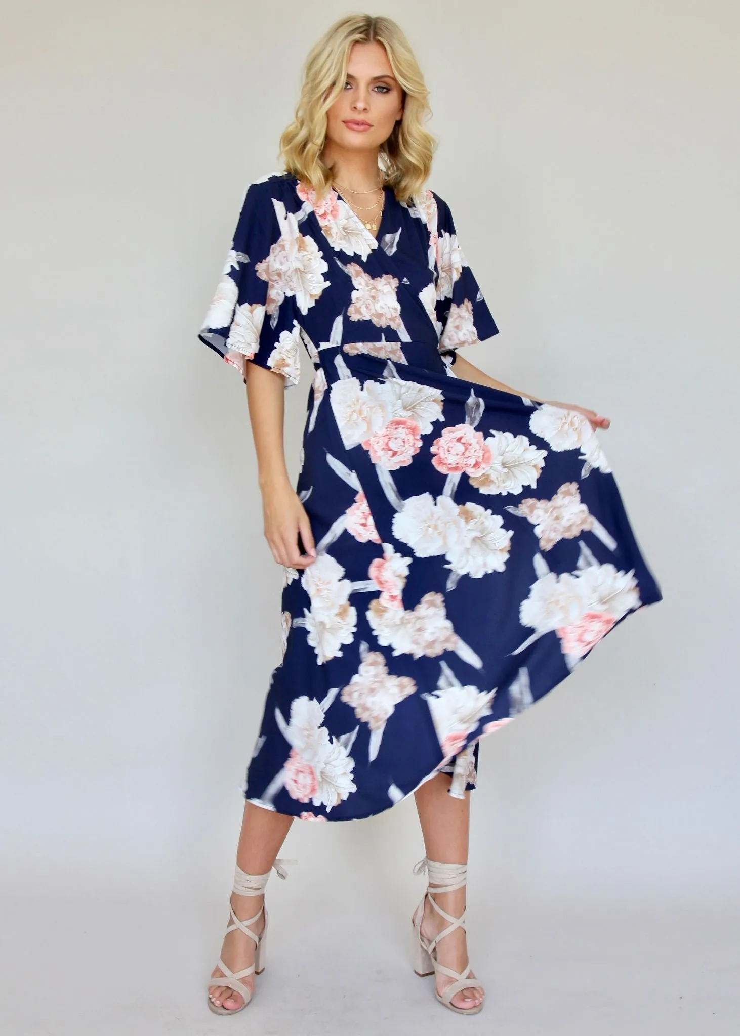 On Holiday Wrap Dress - Navy Carnation