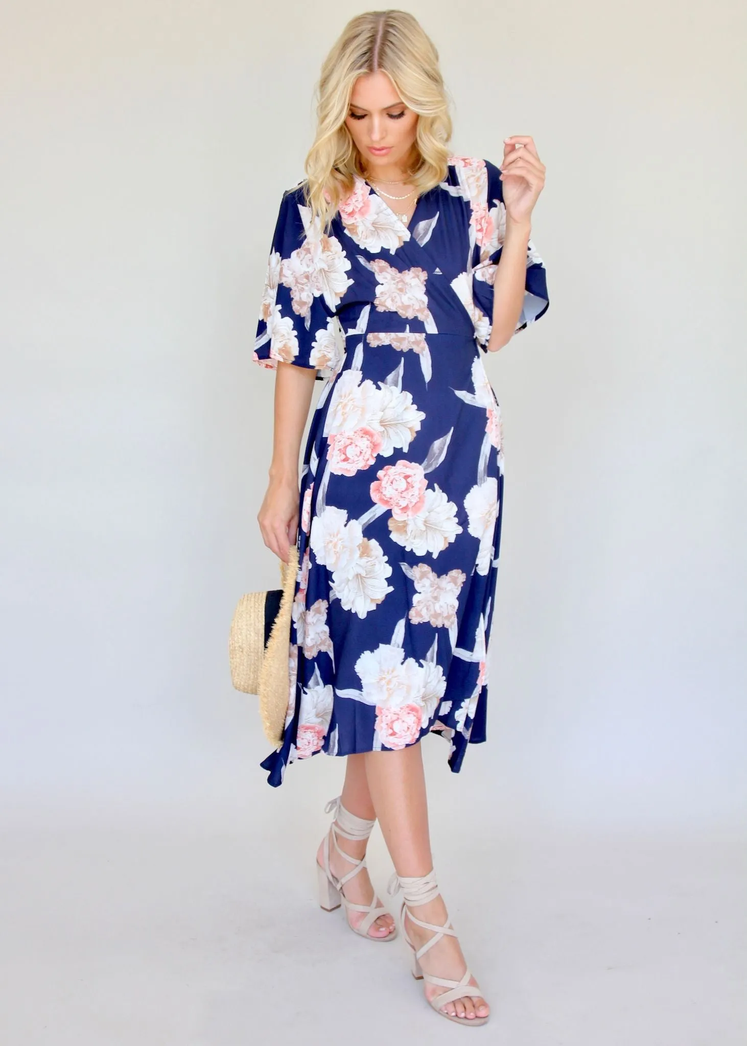 On Holiday Wrap Dress - Navy Carnation