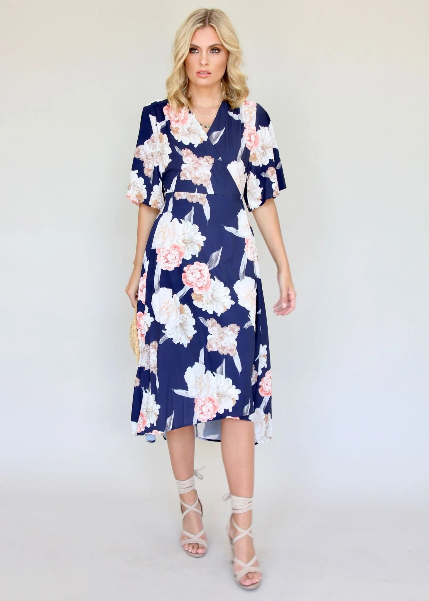 On Holiday Wrap Dress - Navy Carnation