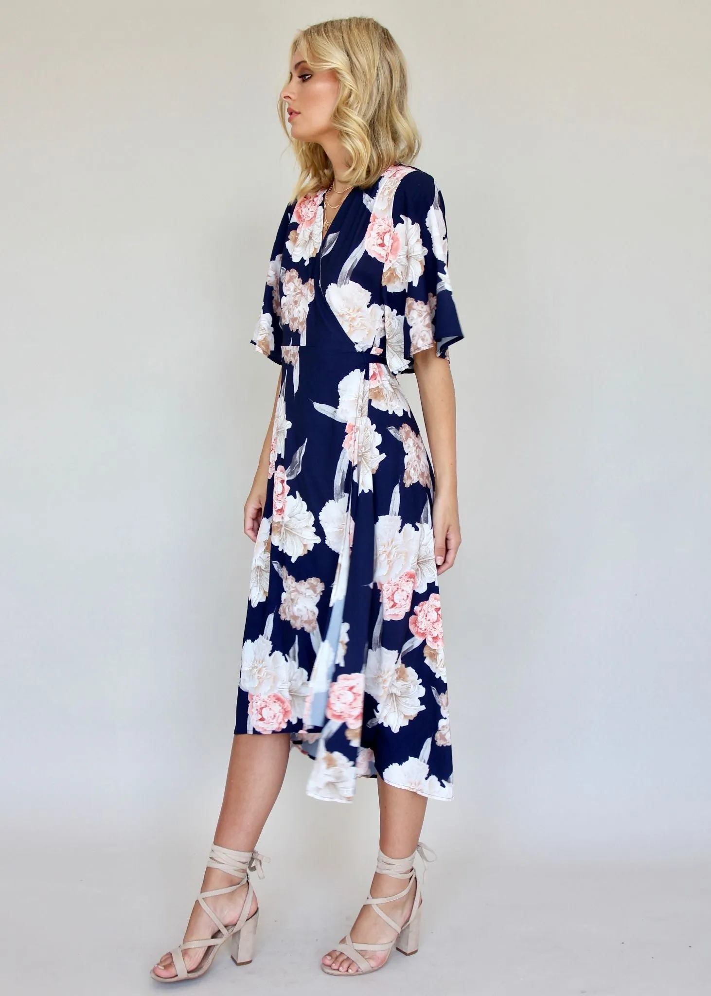 On Holiday Wrap Dress - Navy Carnation